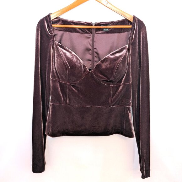 Guess by Marciano | Aurore Deep Purple Velvet Bustier Blouse Top | Size Medium - Picture 7 of 16